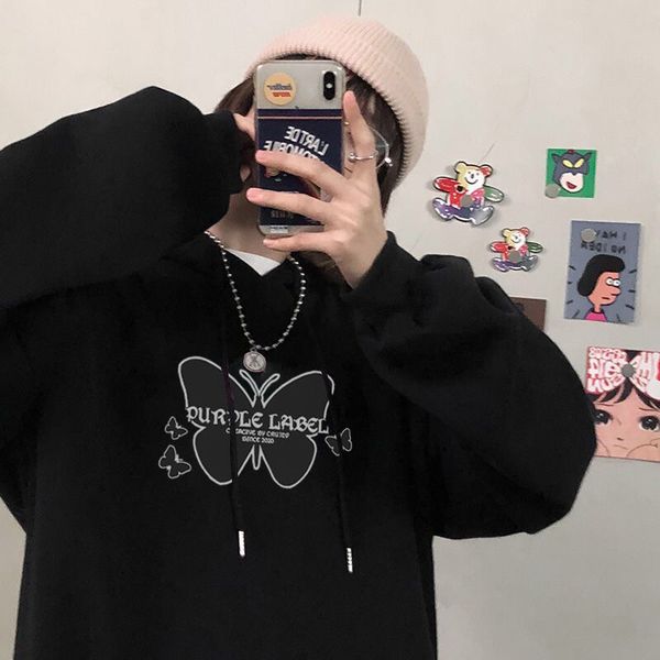 lins hoodie women's autumn winter korean hong kong bf style loose plush thickened new long sleeve coat fashion, Black
lins hoodie women's autumn winter korean hong kong bf style loose plush thickened new long sleeve coat fashion, Black
