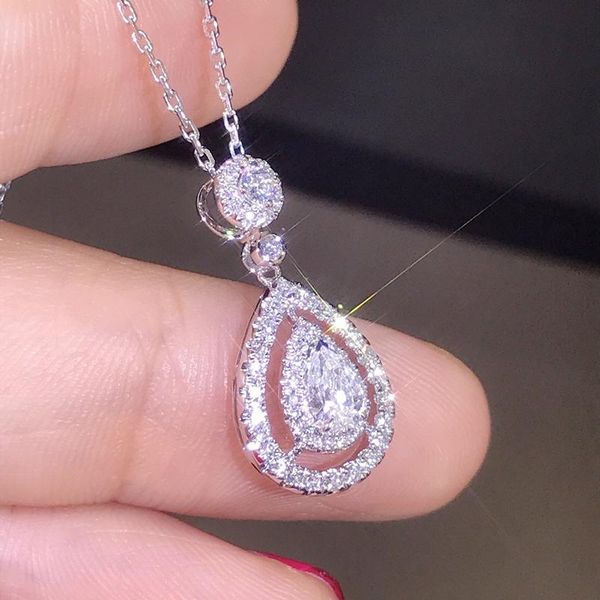 exquisite water drop geometric pendant necklace fashion women's wedding rhinestone clavicle chain elegant lady party jewelry, Silver
exquisite water drop geometric pendant necklace fashion women's wedding rhinestone clavicle chain elegant lady party jewelry, Silver