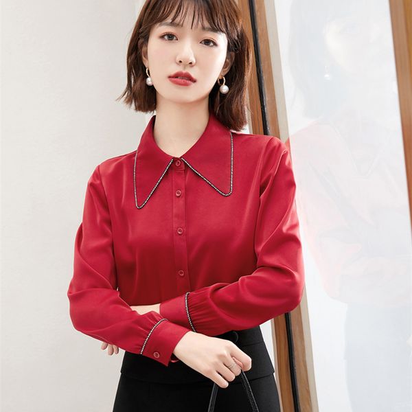 2020 chiffon lantern sleeve solid color temperament commuting red cardigan long sleeve fashion single breasted lapel shirt, White;black
2020 chiffon lantern sleeve solid color temperament commuting red cardigan long sleeve fashion single breasted lapel shirt, White;black