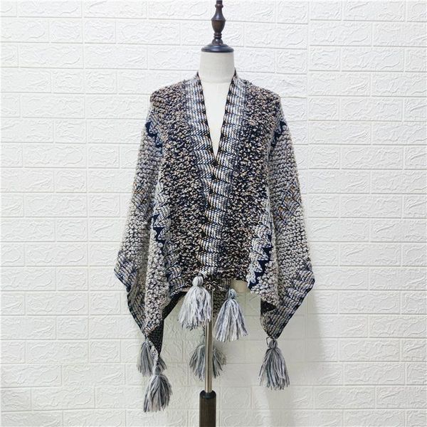 two style fashion cloak women cardigan multicolor stripe capes loose thick poncho 2020 autumn knitted sweater tassel shawl1, White
two style fashion cloak women cardigan multicolor stripe capes loose thick poncho 2020 autumn knitted sweater tassel shawl1, White