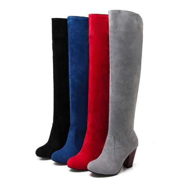 women's high chunky heels winter shoes faux suede over knee warm knight boots sz, Black
women's high chunky heels winter shoes faux suede over knee warm knight boots sz, Black