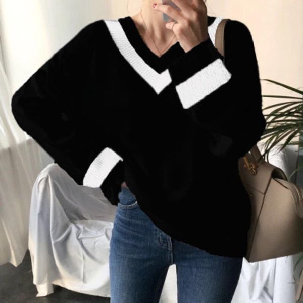 women's sweaters 2021v neck sweater female korean autumn winter wear loose versatile and thin pullover bottoming jersey mujer en*, White;black
women's sweaters 2021v neck sweater female korean autumn winter wear loose versatile and thin pullover bottoming jersey mujer en*, White;black