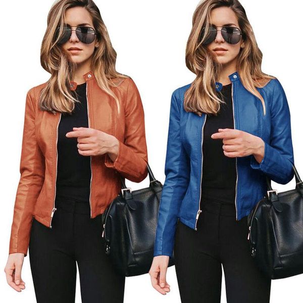 women's jackets women autumn long sleeve zipper coat ladies pu leather jacket fashion slim coats female 12 colors, Black;brown
women's jackets women autumn long sleeve zipper coat ladies pu leather jacket fashion slim coats female 12 colors, Black;brown