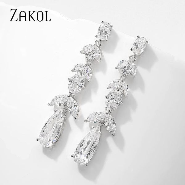 zakol shiny water drop cubic zirconia long dangle earrings for women luxury leaf wedding party jewelry dropshipping fsep2728, Silver
zakol shiny water drop cubic zirconia long dangle earrings for women luxury leaf wedding party jewelry dropshipping fsep2728, Silver