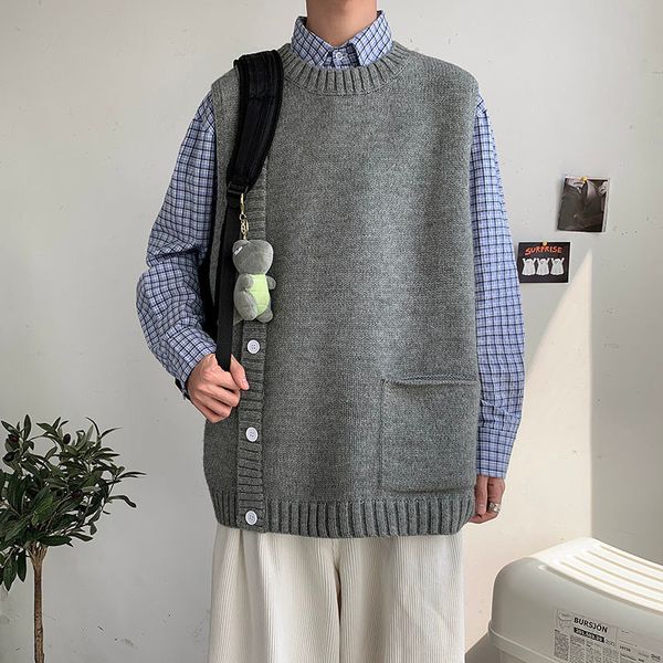 2021 men's sweater autumn new winter pure colour high collar sleeveless waistcoat vest male clothing aq5f, White;black
2021 men's sweater autumn new winter pure colour high collar sleeveless waistcoat vest male clothing aq5f, White;black