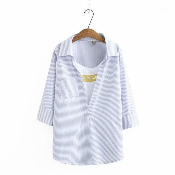 2020 new fashion brand oversize plus size shirt turn-down collar casual nine quarter striped1, White
2020 new fashion brand oversize plus size shirt turn-down collar casual nine quarter striped1, White