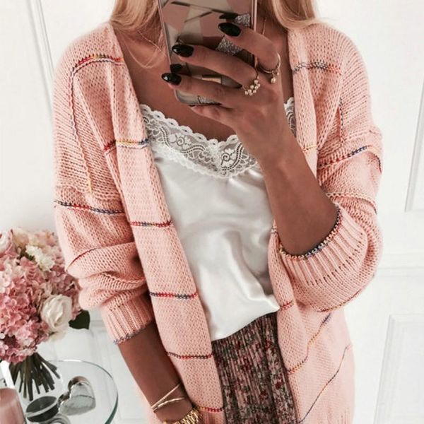 women's knits & tees autumn striped knitted cardigan outerwear for women fashion casual long sleeve sweater1, White
women's knits & tees autumn striped knitted cardigan outerwear for women fashion casual long sleeve sweater1, White