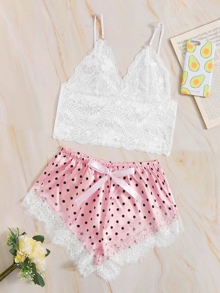 lingerie women's hollow spaghetti strap pajamas two-piece set pyjamas women, Black;white
lingerie women's hollow spaghetti strap pajamas two-piece set pyjamas women, Black;white