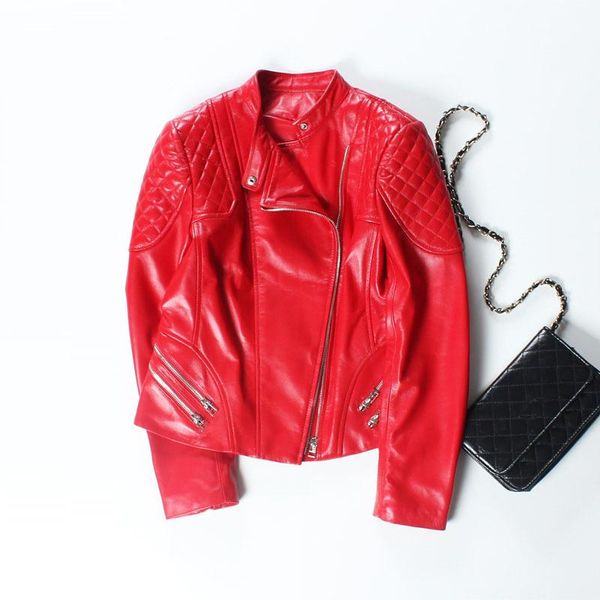 women sheepskin genuine short slim korean real leather jacket plus size chaqueta mujer yy631, Black 
women sheepskin genuine short slim korean real leather jacket plus size chaqueta mujer yy631, Black