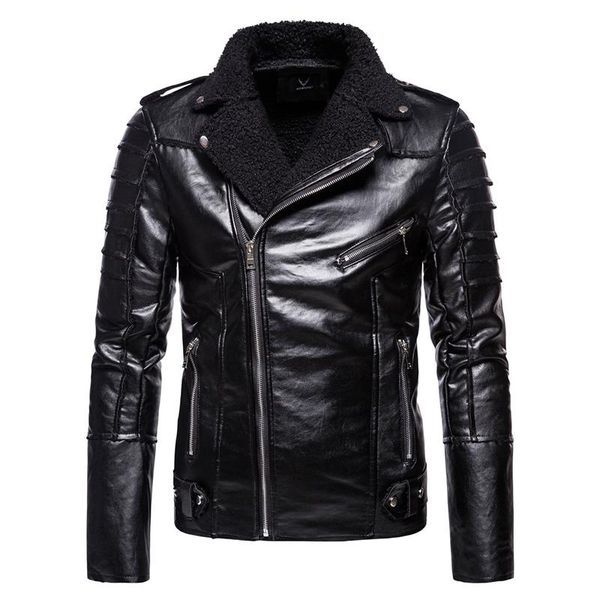 new men's autumn motorcycle leather jacket slim fit oblique zipper fleece leather jacket men casual punk coat high quality, Black
new men's autumn motorcycle leather jacket slim fit oblique zipper fleece leather jacket men casual punk coat high quality, Black