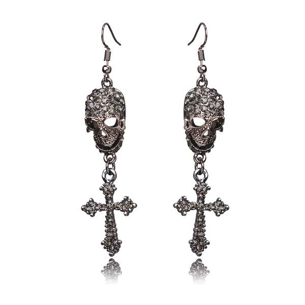 2020halloween skull mask hollow earrings retro exaggerated cross earrings female, Silver
2020halloween skull mask hollow earrings retro exaggerated cross earrings female, Silver