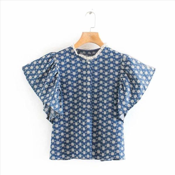 2020 women vintage butterfly sleeve floral embroidery casual denim blouse female lace o neck shirts leisure chemise ls6548, White
2020 women vintage butterfly sleeve floral embroidery casual denim blouse female lace o neck shirts leisure chemise ls6548, White