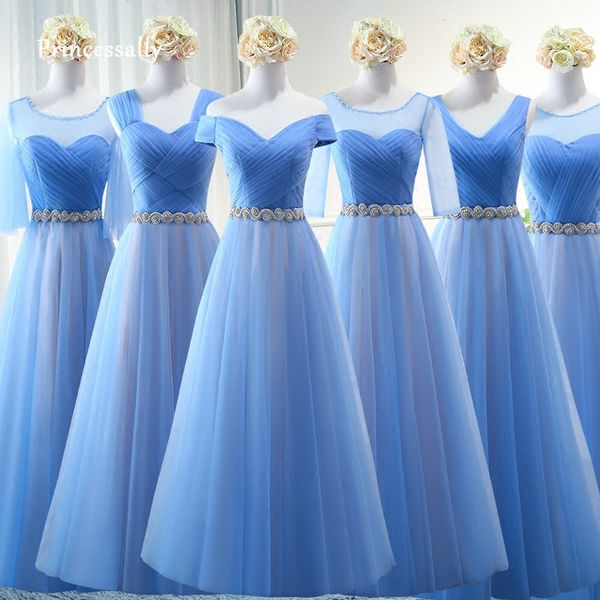 Vestido De Noiva New Blue Bridesmaid Dresses Mismatched Long Boat Neck Crystal Waist Long Gowns For Women Brautjungfernkleid
Vestido De Noiva New Blue Bridesmaid Dresses Mismatched Long Boat Neck Crystal Waist Long Gowns For Women Brautjungfernkleid