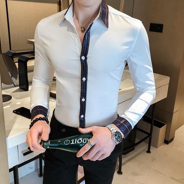 men's casual shirts 2021 black korean shirt men royal decent vintage mens long sleeve solid camisa social masculina slim fit dress, White;black
men's casual shirts 2021 black korean shirt men royal decent vintage mens long sleeve solid camisa social masculina slim fit dress, White;black