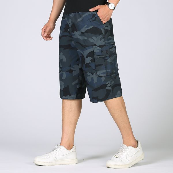 

2021 new casual male camouflage short military-style green army cargo summer plus size 4xl 5xl blue losse camo shorts cotton capri igr1, White;black