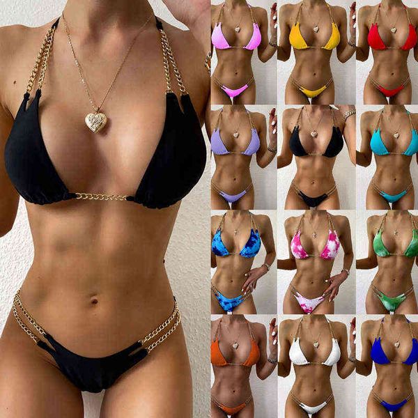 triangle bikini chain split push up bikinis set swimwear women swimsuits bathing suit halter biquini beach wear, White;black
triangle bikini chain split push up bikinis set swimwear women swimsuits bathing suit halter biquini beach wear, White;black