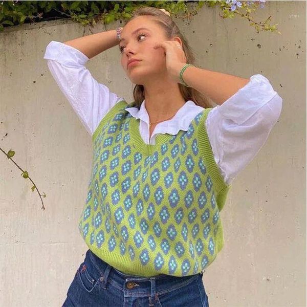 mosimolly preppy style floral sweater sleeveless vest women v neck loungewear jumper sweater vest1, Black;white 
mosimolly preppy style floral sweater sleeveless vest women v neck loungewear jumper sweater vest1, Black;white