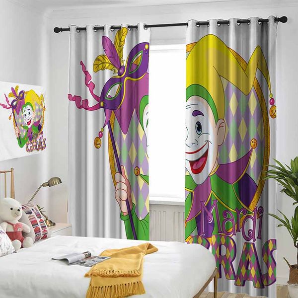 thermal insulated room darkening window shade cartoon design of mardi gras jester smiling and holding a mask harlequin figure curtain
thermal insulated room darkening window shade cartoon design of mardi gras jester smiling and holding a mask harlequin figure curtain