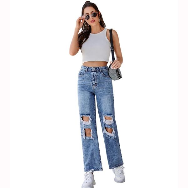 women's jeans factory sale vintage ripped for women autumn winter cotton plus size loose straight leg high waist woman, Blue
women's jeans factory sale vintage ripped for women autumn winter cotton plus size loose straight leg high waist woman, Blue