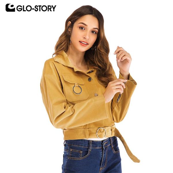 glo-story 2020 autumn fashion women corduroy leather jacket with belt long sleeve turn-down collar coats for female, Black
glo-story 2020 autumn fashion women corduroy leather jacket with belt long sleeve turn-down collar coats for female, Black