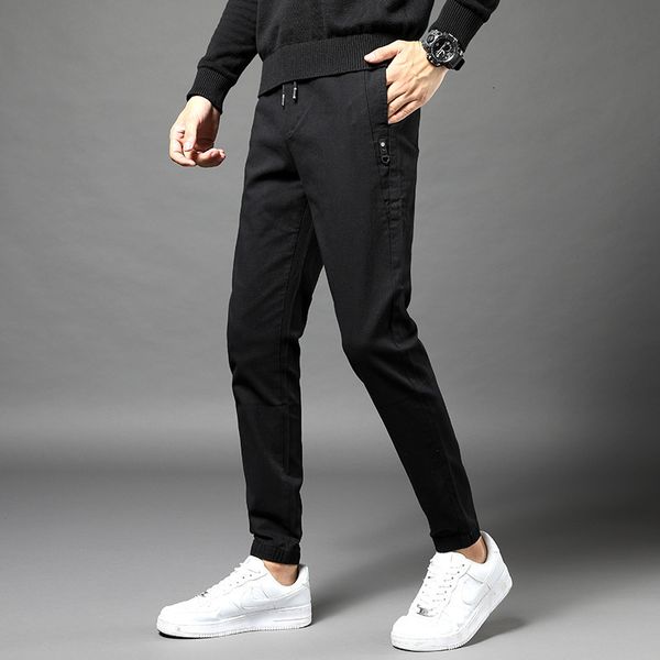 men's new korean slim fit jeans in autumn and winter 2020, Black