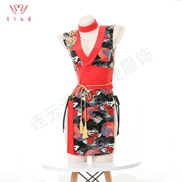 japane moonshine underwear female slit printed bow pajamas kimono uniform temptation set, Black;white 
japane moonshine underwear female slit printed bow pajamas kimono uniform temptation set, Black;white