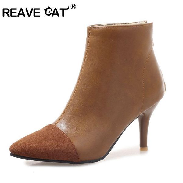 boots reave cat shoes women ankle high heels ladies autumn winter zipper solid pu plus size 34-45 warm pointed toe a1217, Black
boots reave cat shoes women ankle high heels ladies autumn winter zipper solid pu plus size 34-45 warm pointed toe a1217, Black