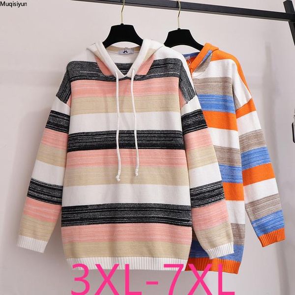 women's sweaters 2021 autumn winter plus size sweater for women large long sleeve loose casual cotton colour stripe coat 4xl 5xl 6xl 7x, White;black 
women's sweaters 2021 autumn winter plus size sweater for women large long sleeve loose casual cotton colour stripe coat 4xl 5xl 6xl 7x, White;black