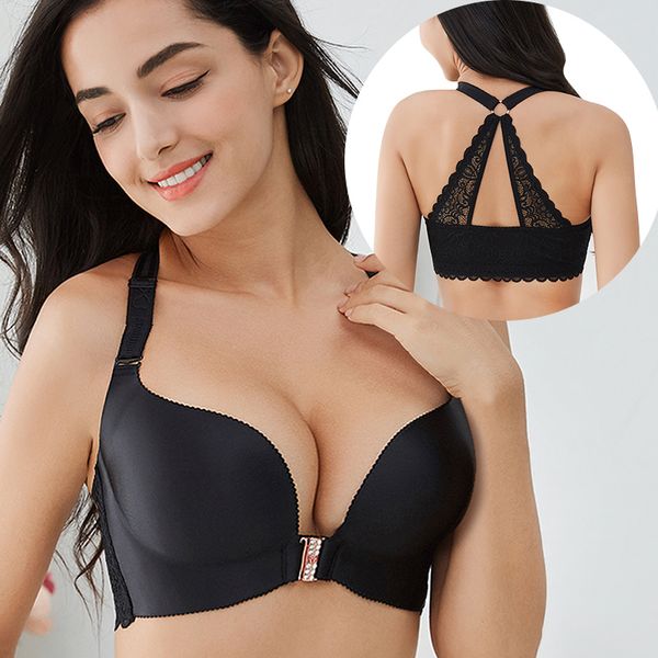push up lace bra for women beauty back front closure wireless bralette plus size lj201208, Red;black
push up lace bra for women beauty back front closure wireless bralette plus size lj201208, Red;black
