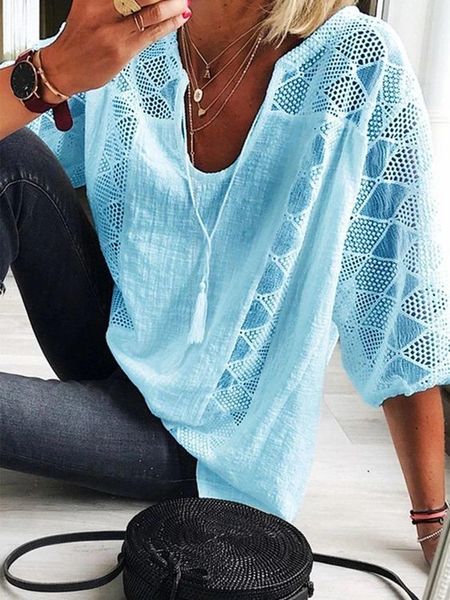 plus size 5xl v-neck simple female 3/4 sleeve splice lace tee shirt women t-shirt drop shipping, White
plus size 5xl v-neck simple female 3/4 sleeve splice lace tee shirt women t-shirt drop shipping, White