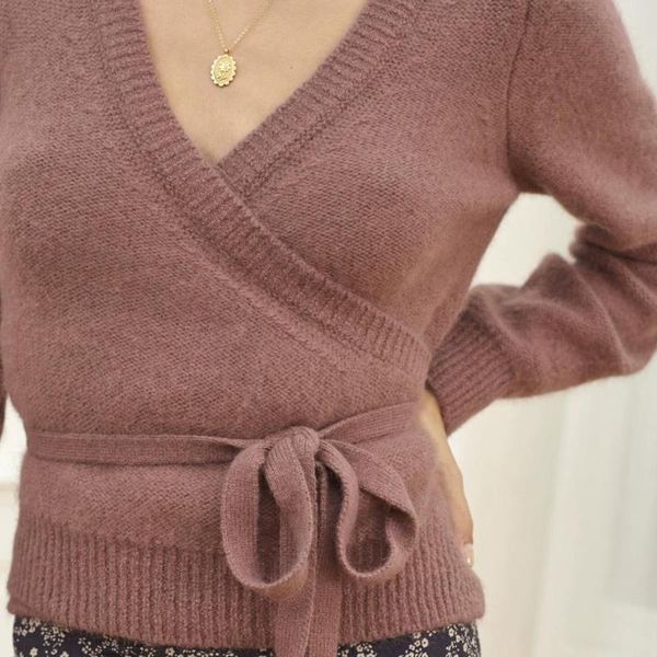 women's knits & tees wool blend women sweater 2021 autumn winter long sleeve v-neck lace-up lady wrap, White
women's knits & tees wool blend women sweater 2021 autumn winter long sleeve v-neck lace-up lady wrap, White