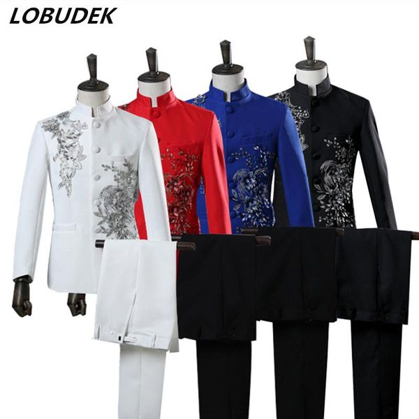 men suit red blue white black applique sequins blazers pants set formal outfit choral dress male singer chorus host dress
men suit red blue white black applique sequins blazers pants set formal outfit choral dress male singer chorus host dress