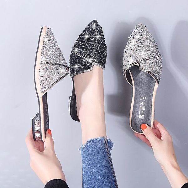 shoes cover toe slippers casual low slipers women square heel slides lady luxury flat 2020 soft block pointed girl basic bling y1202, Black
shoes cover toe slippers casual low slipers women square heel slides lady luxury flat 2020 soft block pointed girl basic bling y1202, Black