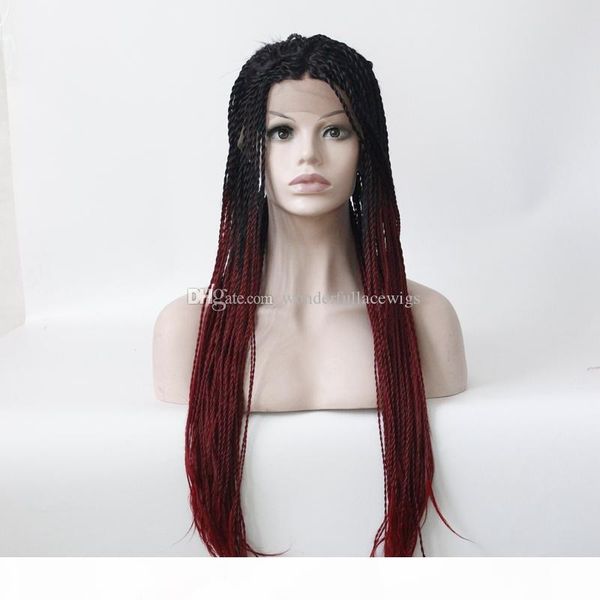 micro braided lace front wigs synthetic lace front wig wig black women african american braided box twist lace wig
