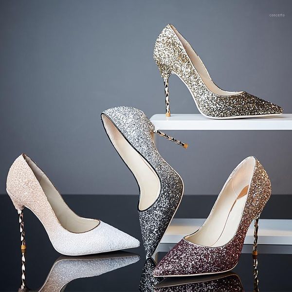 gradient paillette twisted high heels ladies pointy toe bling bling wedding pumps slip on metal single heels sequins party shoes1, Black
gradient paillette twisted high heels ladies pointy toe bling bling wedding pumps slip on metal single heels sequins party shoes1, Black
