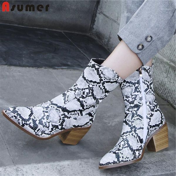 asumer big size 34-44 fashion women boots zipper pointed toe snake pu leather thick high heels autumn winter ankle boots female1, Black
asumer big size 34-44 fashion women boots zipper pointed toe snake pu leather thick high heels autumn winter ankle boots female1, Black
