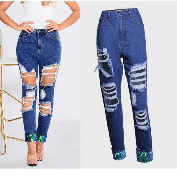 2020 new arrival summer style female fashion summer ripped hole sequins high waist night club denim flare pants1, Blue
2020 new arrival summer style female fashion summer ripped hole sequins high waist night club denim flare pants1, Blue