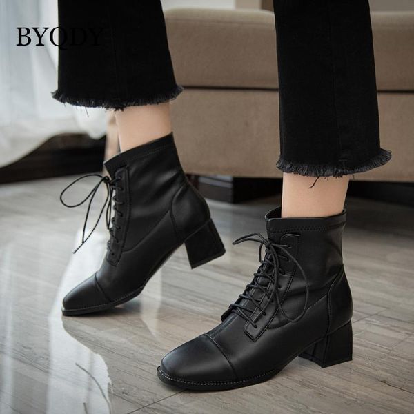boots byqdy plus 41-47 british styles square heels women ankle lace up round toe winter zipper leather 13cm tube height, Black
boots byqdy plus 41-47 british styles square heels women ankle lace up round toe winter zipper leather 13cm tube height, Black