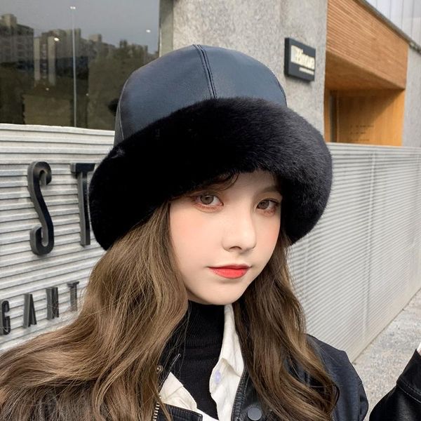 wide brim hats women cold winter bucket warm thick fur added fishermen leather caps visor hat for girls, Blue;gray
wide brim hats women cold winter bucket warm thick fur added fishermen leather caps visor hat for girls, Blue;gray