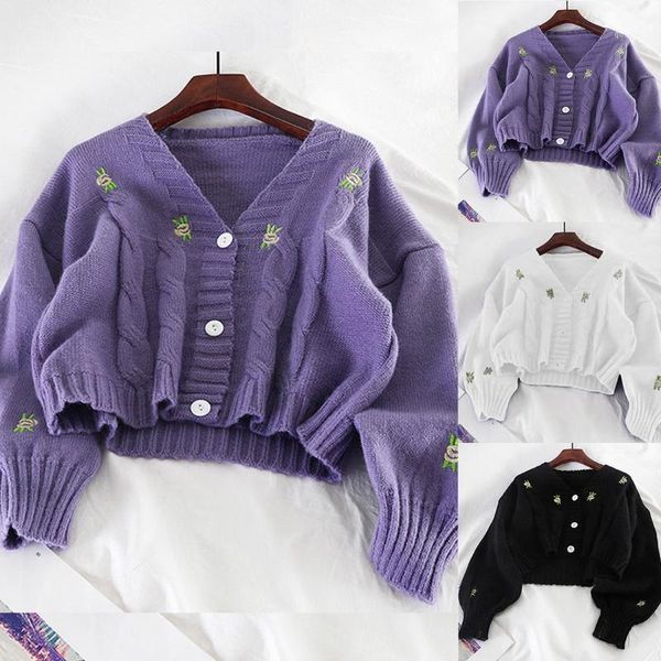 female embroidery solid single breast short sweater coat autumn new women v neck lantern long sleeve knitted cardigans1, White
female embroidery solid single breast short sweater coat autumn new women v neck lantern long sleeve knitted cardigans1, White