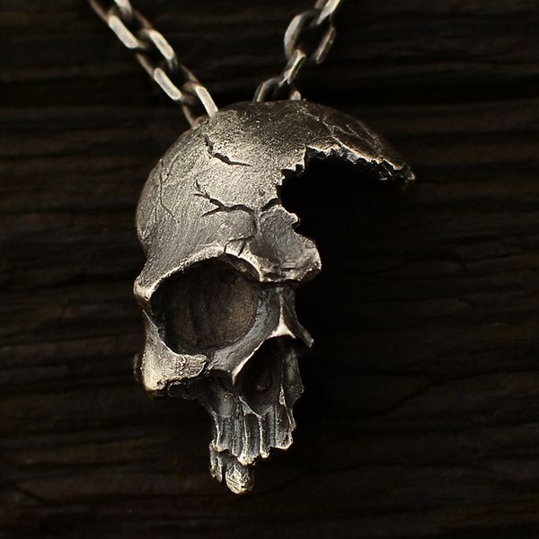 popular retro skull necklace male personality half face skull pendant dark gothic jewelry punk style necklace, Silver
popular retro skull necklace male personality half face skull pendant dark gothic jewelry punk style necklace, Silver