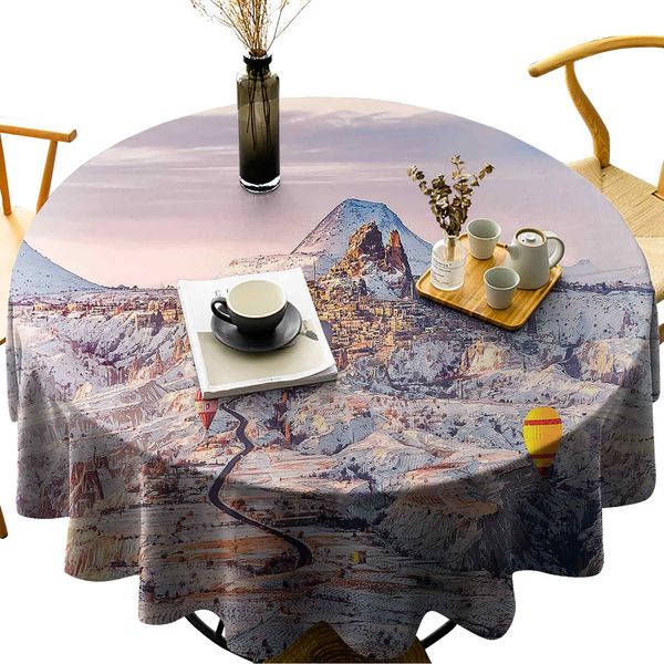 wipeable round table cover cappadocia turkey landscape with air balloons anatolia valley geology tourism
wipeable round table cover cappadocia turkey landscape with air balloons anatolia valley geology tourism