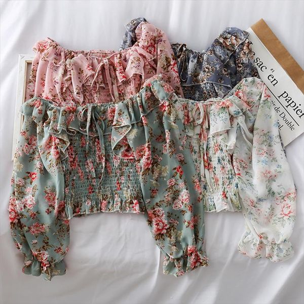 new one shoulder floral lace tie ruffled chiffon shirt female pleated was thin puff sleeve bottoming shirt, White
new one shoulder floral lace tie ruffled chiffon shirt female pleated was thin puff sleeve bottoming shirt, White