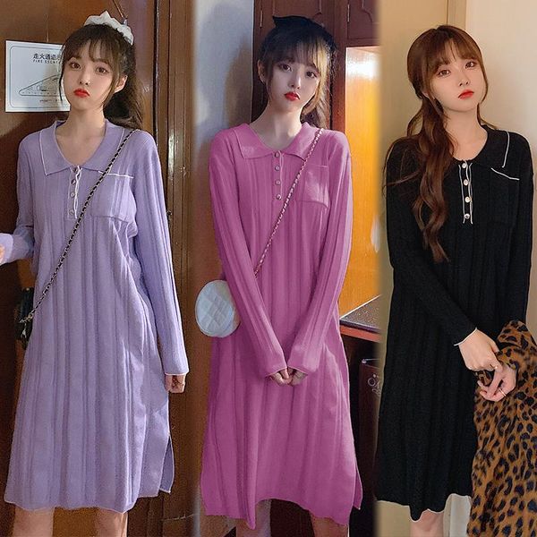maternity dresses korean style long loose knitting dress with pocket turn-down collar pregnant women pleated pregnancy brief, White
maternity dresses korean style long loose knitting dress with pocket turn-down collar pregnant women pleated pregnancy brief, White