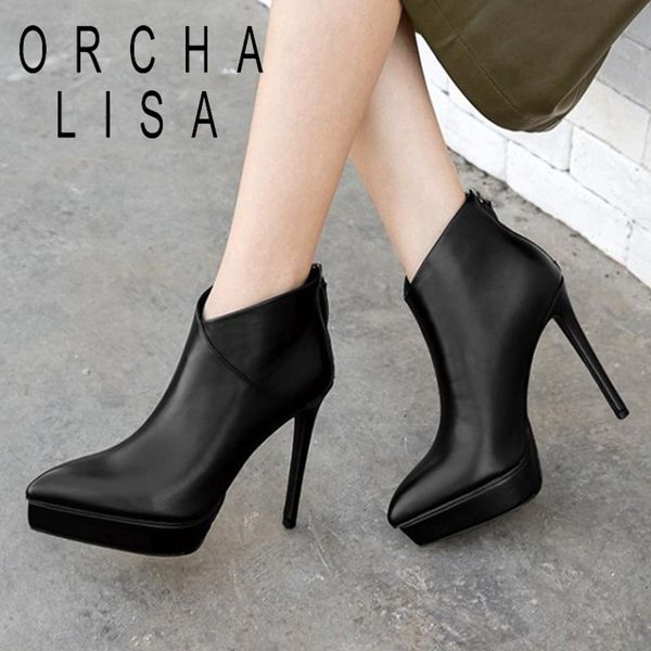orcha lisa new 2021 ladies ankle boots pointed toe 13cm genuine leather platform zip simple stylish big size 40 party b2318, Black
orcha lisa new 2021 ladies ankle boots pointed toe 13cm genuine leather platform zip simple stylish big size 40 party b2318, Black