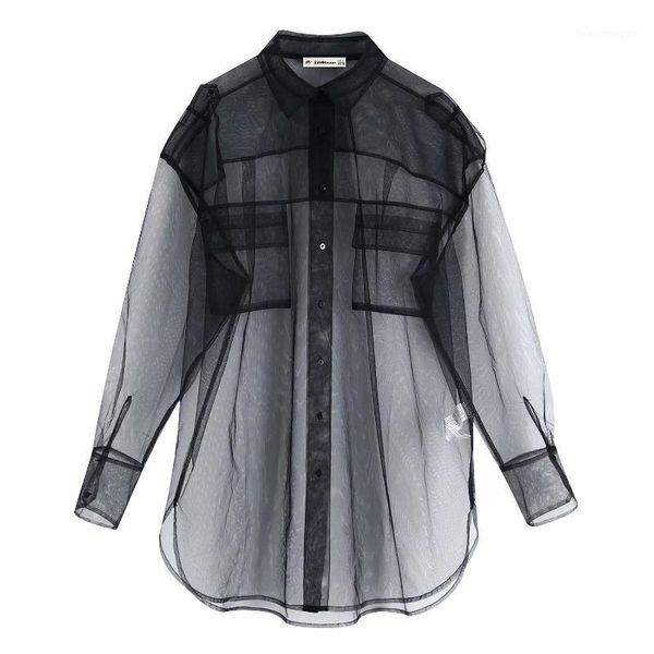 women's blouses & shirts women transparent mesh blouse pockets see-through black shirt casual loose female turn down neck long plus siz, White
women's blouses & shirts women transparent mesh blouse pockets see-through black shirt casual loose female turn down neck long plus siz, White