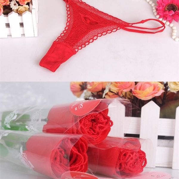 valentine's day gift underclothes women underwear t-back lingerie red lip hears panty rose & thong panties new, Red;black