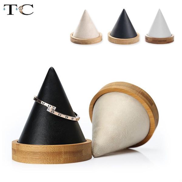 creative cone shape bamboo wood pu leather bracelets bangle display holder jewelry display rack jewellery stand, Pink;blue
creative cone shape bamboo wood pu leather bracelets bangle display holder jewelry display rack jewellery stand, Pink;blue