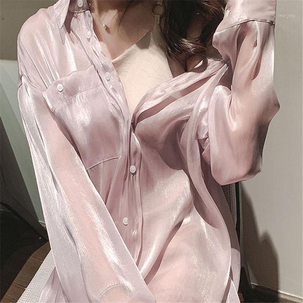 women fashion super fairy sweet silk shirt summer sun protection clothing cardigan long sleeve reflective loose shirts blouse1, White
women fashion super fairy sweet silk shirt summer sun protection clothing cardigan long sleeve reflective loose shirts blouse1, White