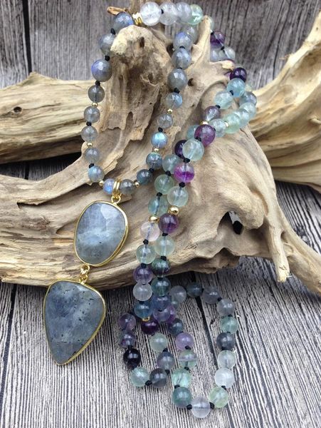 pendant necklaces ya2737 labradorite stone fluorite beads knot handmade necklace, Silver
pendant necklaces ya2737 labradorite stone fluorite beads knot handmade necklace, Silver
